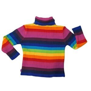 Vintage RARE  Lisa Frank Official Ribbed Turtleneck Rainbow Striped Sweater